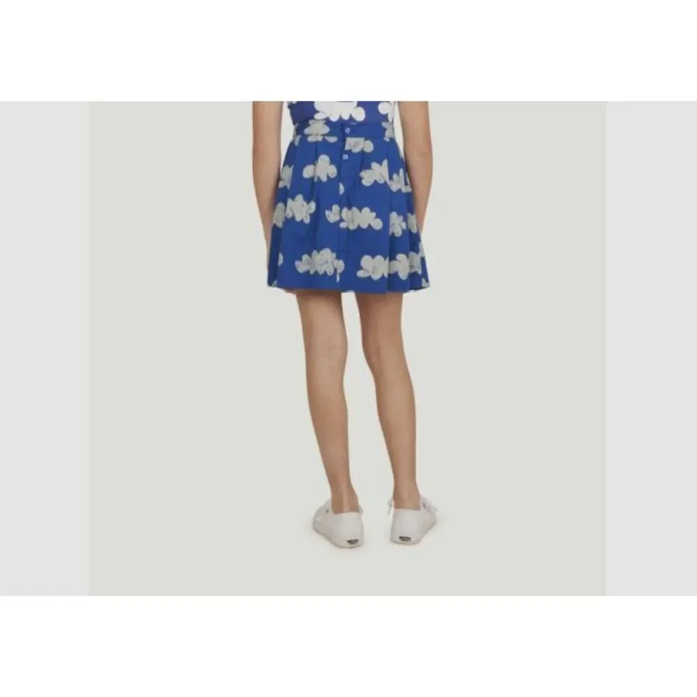 $114 The Animals Observatory Girl's Blue Cloud Cotton Pleated Skirt Size 2Y